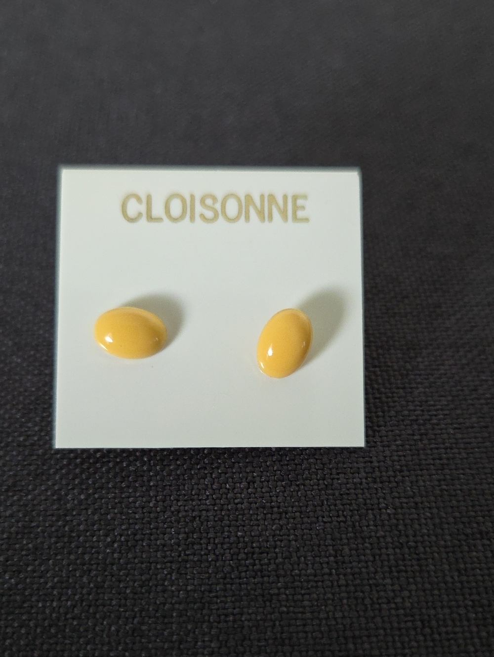 Cloisonne Yellow Oval Stud Earrings - Women Accessories